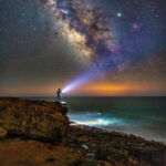 Milky way lighted from the earth